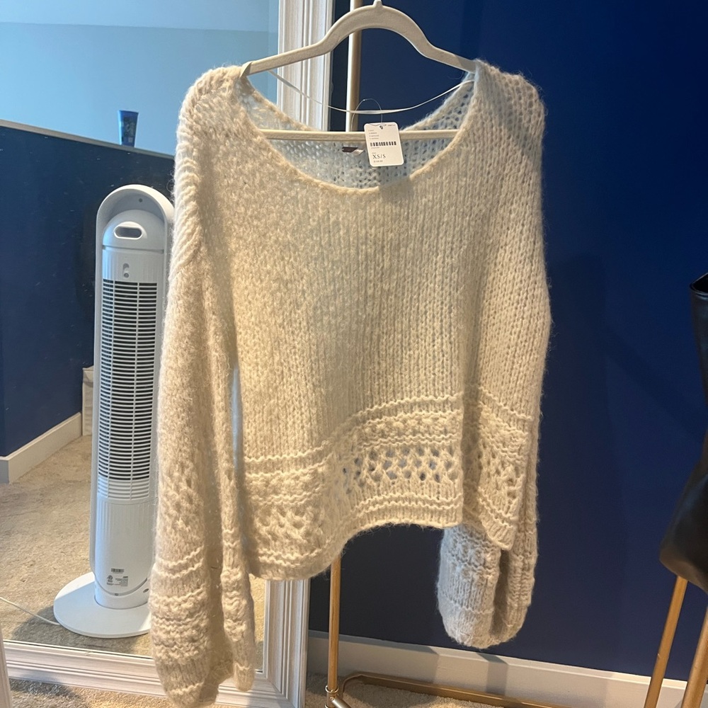 Free People Cream Knit Sweater